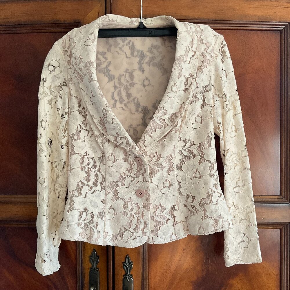 CAbi Ivory Lace Blazer